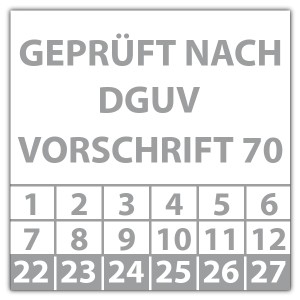 Prüfplakette Geprüft nach DGUV Vorschrift 70 - Prüfplaketten DGUV