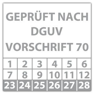 Prüfplakette Geprüft nach DGUV Vorschrift 70 - Prüfplaketten Quadrat