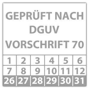 Prüfplakette Geprüft nach DGUV Vorschrift 70 - Prüfplaketten DGUV