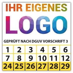 Prüfplakette Dokumentenfolie Geprüft nach DGUV Vorschrift 3 - DGUV aufkleber logo