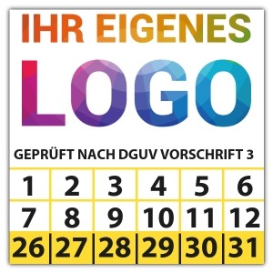Prüfplakette Dokumentenfolie Geprüft nach DGUV Vorschrift 3 - Prüfplaketten Dokumentenfolie logo