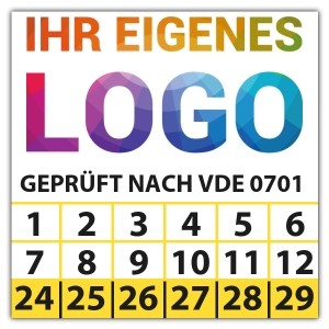 Prüfplakette Dokumentenfolie "Geprüft nach VDE 0701" logo