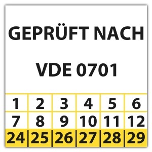 Prüfplakette Dokumentenfolie "Geprüft nach VDE 0701"
