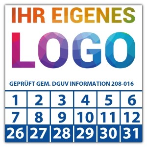 Prüfplakette Dokumentenfolie Geprüft gem. DGUV Information 208-016 - Prüfplaketten Dokumentenfolie logo