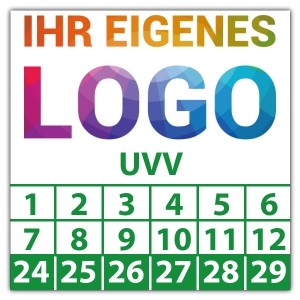 Prüfplakette Dokumentenfolie UVV - Prüfplaketten auf Bogen logo