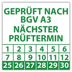 Prüfplakette Dokumentenfolie Geprüft nach BGV A3 nächster Prüftermin - Prüfplaketten Dokumentenfolie