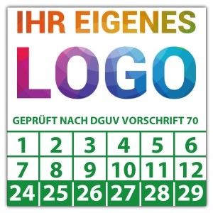 Prüfplakette Dokumentenfolie Geprüft nach DGUV Vorschrift 70 - Prüfplaketten auf Rolle logo