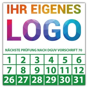 Prüfplakette Dokumentenfolie Nächste Prüfung nach DGUV vorschrift 70 - Prüfplaketten Dokumentenfolie logo