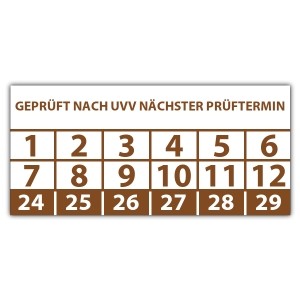 Prüfplakette Dokumentenfolie  Geprüft nach UVV nächster Prüftermin - Prüfplaketten Dokumentenfolie