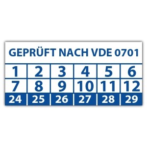Prüfplakette Dokumentenfolie "Geprüft nach VDE 0701"
