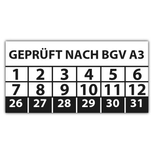 Prüfplakette Dokumentenfolie Geprüft nach BGV A3 - Prüfplaketten Dokumentenfolie