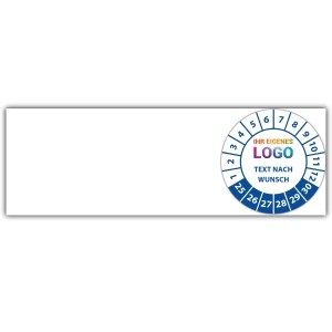 Kabelprüfplakette mit Logo und Wunschtext