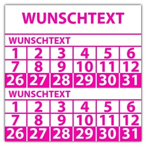 Prüfplakette doppeltes datum mit Wunschtext - Prüfplaketten mit Werbung