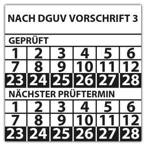 Prüfplakette doppeltes datum Nach DGUV Vorschrift 3 - Prüfplaketten DGUV