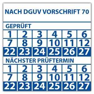 Prüfplakette doppeltes datum Nach DGUV Vorschrift 70 - Prüfplaketten doppeltes Datum