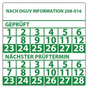Prüfplakette doppeltes datum Nach DGUV Information 208-016 - Prüfplaketten DGUV