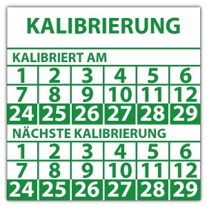 Prüfplakette doppeltes datum "Kalibrierung"