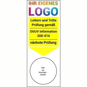 Leiter und tritte Prüfung gemäß DGUV 208-016 Grundplakette mit Logo - DGUV 208-016 - Leitern und Tritte