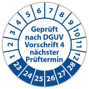 Prüfplakette Geprüft nach DGUV Vorschrift 4 nächster Prüftermin - Prüfsiegel