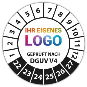 Prüfplakette Geprüft nach DGUV Vorschrift 4 - Pruefplaketten logo