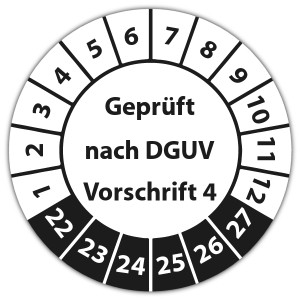Prüfplakette Geprüft nach DGUV Vorschrift 4 - Pruefplaketten