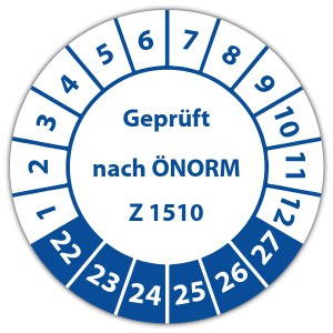 Prüfplakette Geprüft nach ÖNORM Z 1510 - Pruefplaketten