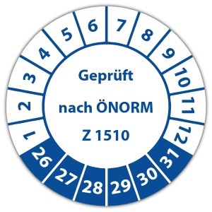 Prüfplakette Geprüft nach ÖNORM Z 1510 - Prüfplaketten OVE / ÖNORM