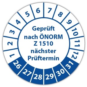 Prüfplakette Geprüft nach ÖNORM Z 1510 nächster Prüftermin - Prüfplaketten auf Rolle