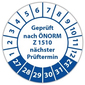 Prüfplakette Geprüft nach ÖNORM Z 1510 nächster Prüftermin - Prüfplaketten auf Rolle