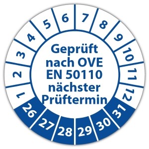 Prüfplakette Geprüft nach OVE EN 50110 nächster Prüftermin - Prüfplaketten auf Rolle