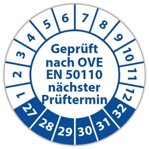Prüfplakette Geprüft nach OVE EN 50110 nächster Prüftermin - Prüfplaketten auf Rolle