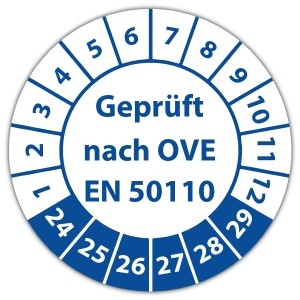Prüfplakette Geprüft nach OVE EN 50110 - Pruefplaketten