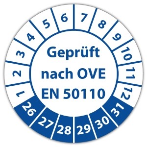 Prüfplakette Geprüft nach OVE EN 50110 - Prüfplaketten OVE / ÖNORM