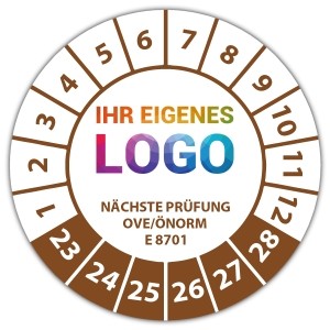 Prüfplakette Geprüft nach OVE/ÖNORM E 8701 nächster Prüftermin - Pruefplaketten logo