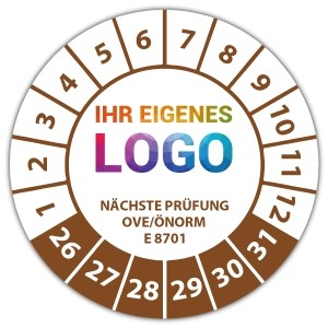 Prüfplakette Geprüft nach OVE/ÖNORM E 8701 nächster Prüftermin - Prüfplaketten für Werkzeuge logo