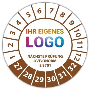 Prüfplakette Geprüft nach OVE/ÖNORM E 8701 nächster Prüftermin - Prüfplaketten auf Rolle logo