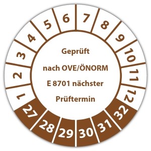 Prüfplakette Geprüft nach OVE/ÖNORM E 8701 nächster Prüftermin - Prüfplaketten auf Rolle