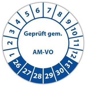 Prüfplakette Geprüft gem. AM-VO - Prüfplaketten OVE / ÖNORM