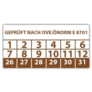 Prüfplakette Geprüft nach OVE/ÖNORM E 8701 - Prüfplaketten rechteck