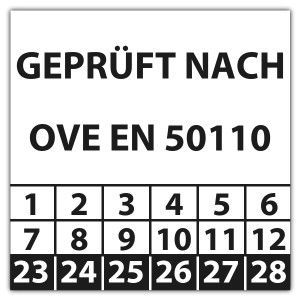 Prüfplakette Geprüft nach OVE EN 50110 - Prüfplaketten OVE / ÖNORM