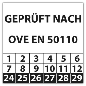 Prüfplakette Geprüft nach OVE EN 50110 - Prüfplaketten OVE / ÖNORM