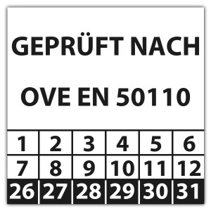 Prüfplakette Geprüft nach OVE EN 50110 - Prüfplaketten OVE / ÖNORM