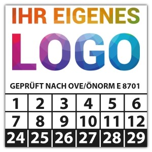 Prüfplakette Geprüft nach OVE/ÖNORM E 8701 - Prüfplaketten OVE / ÖNORM logo