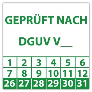 Prüfplakette Geprüft nach DGUV (eigene eingabe) - Prüfplaketten DGUV