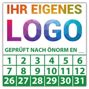 Prüfplakette Geprüft nach ÖNORM EN (eigene eingabe) - Prüfplaketten OVE / ÖNORM logo