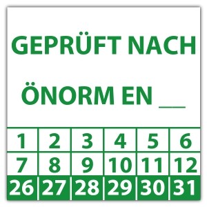 Prüfplakette Geprüft nach ÖNORM EN (eigene eingabe) - Prüfplaketten OVE / ÖNORM