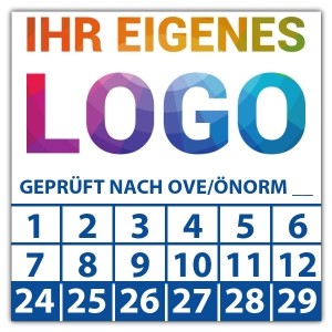 Prüfplakette Geprüft nach OVE/ÖNORM (eigene eingabe) - Prüfplaketten OVE / ÖNORM logo