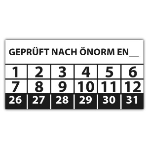 Prüfplakette Geprüft nach ÖNORM EN (eigene eingabe) - Prüfplaketten OVE / ÖNORM