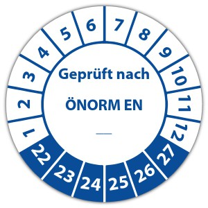 Prüfplakette Geprüft nach ÖNORM EN (eigene eingabe) - Prüfplaketten OVE / ÖNORM