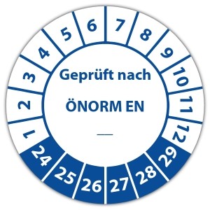 Prüfplakette Geprüft nach ÖNORM EN (eigene eingabe) - Prüfplaketten OVE / ÖNORM